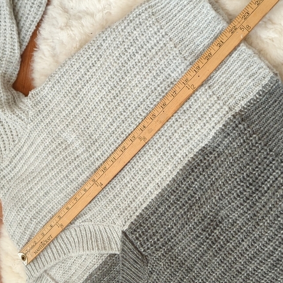 Ichi Colour Block Grey Knit V Neck Sweater Medium - Picture 8 of 9